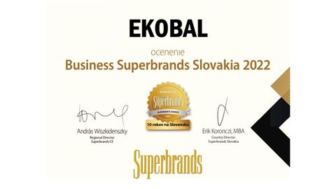 Ocenenie Slovak Superbrands 2022 pre značku EKOBAL.
